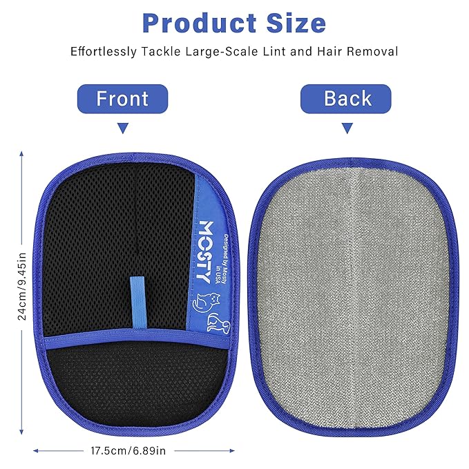 2Pcs Pet Hair Removal Glove,Double Sided Electrostatic, Reusable Cat & Dog Hair Remover Mitt for Furniture, Couch, Carpet, Car Seat, Quick Cleaning Grooming Glove-PawvioPets