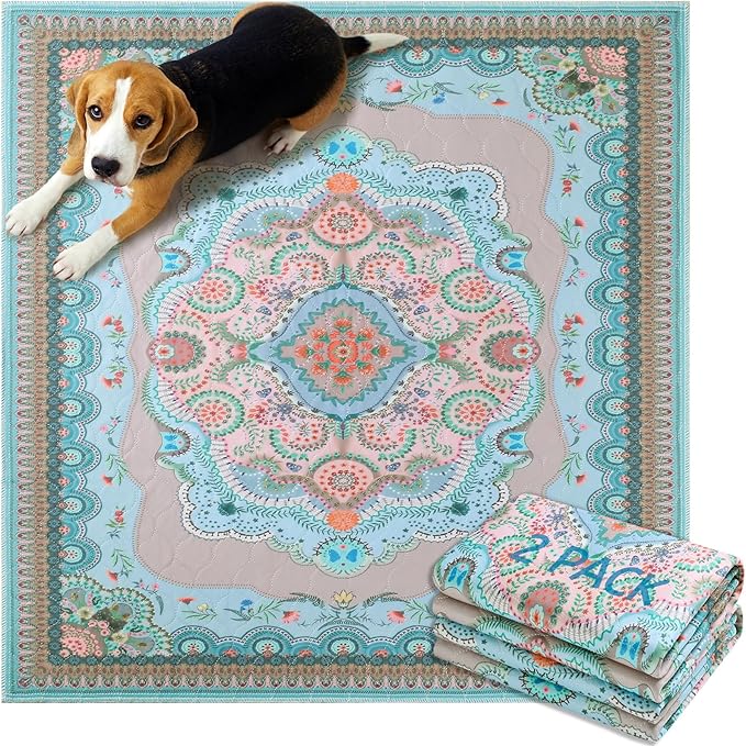 Aitmexcn Washable Pee Pads for Dogs, Large 2 Pack Reusable Puppy Pads Pet Training Pads, Super Absorb Dog Mats, Whelping Pad, Non-Slip Protects Against Urine Leakage-48 x 48"-PawvioPets