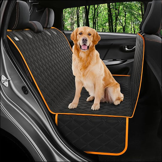 Dog Car Seat Cover for Back Seat, Waterproof Hammock for Car, SUV & Truck, Non-Slip Backseat Cover for Dogs, Heavy-Duty Dog Hammock Style Seat Protector Pets, Easy to Install & Clean-PawvioPets