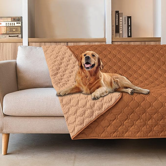 gogobunny 100% Double-Sided Waterproof Dog Bed Cover Pet Blanket Sofa Couch Furniture Protector for Puppy Large Dog Cat, Reversible (82x120 Inch (Pack of 1), Dark Pumpkin/Light Pumpkin)-PawvioPets