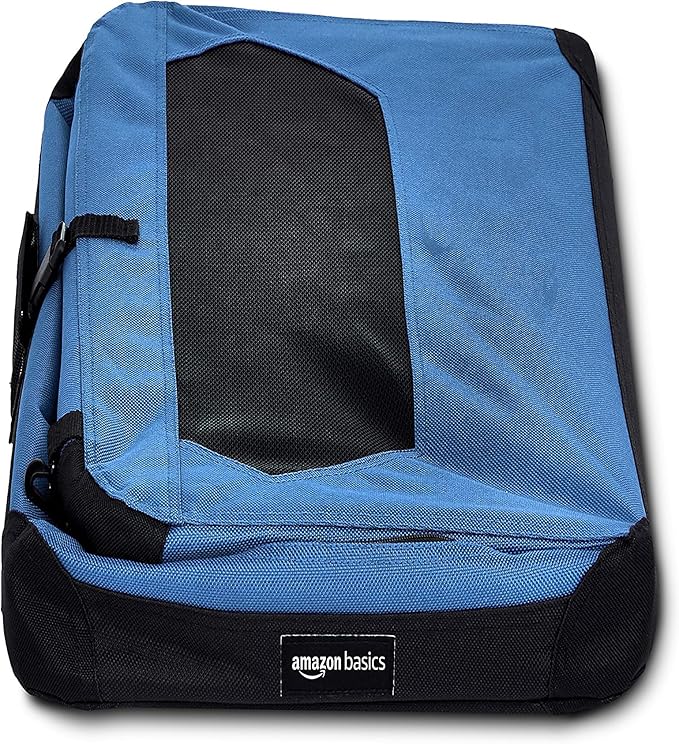 Amazon Basics Folding Portable Soft Pet Dog Crate Carrier Kennel, 26 x 18 x 18 inches, Blue-PawvioPets