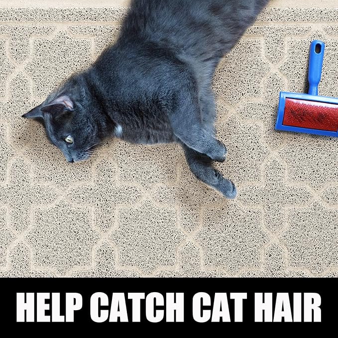 Yimobra Cat Litter Mat, 24"x20" Litter Mat with Litter Lock Mesh, Soft Cat Litter Mat Litter Trapping Mat, Easy to Clean, Non-Slip, Water Resistant, Litter Free Floors, Beige-PawvioPets