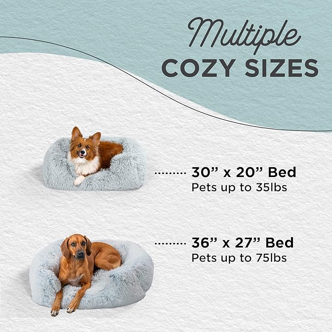 Best Friends by Sheri Shag Lounge Bed Calming Faux Fur Dog Bed, Frost, Large, 36" x 27"-PawvioPets