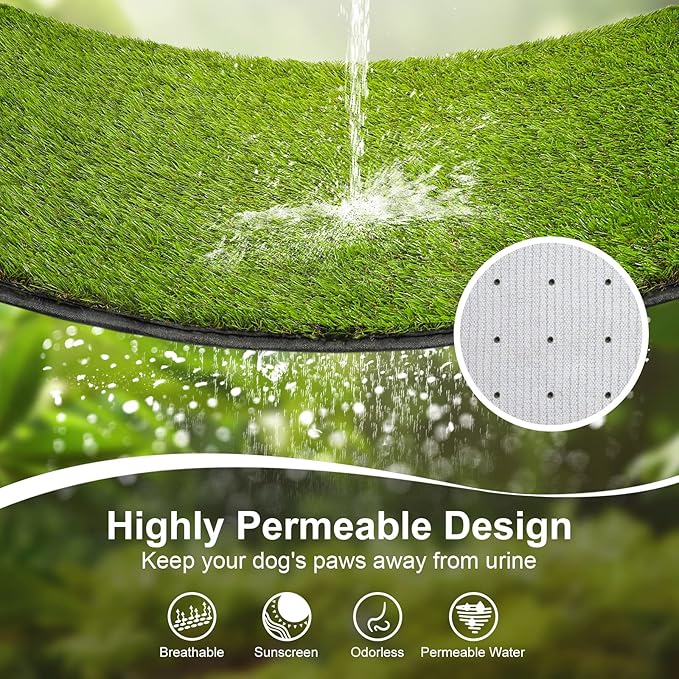 Dog Grass Pad with Tray(40×27.5 inch), Large XL Reusable 3-Layer Dog Pee Potty Grass Pads, Easy to Clean Artificial Fake Grass for Indoor Outdoor and Balcony (2 Pcs Grass Pad+Drainage Grate+Tray)-PawvioPets