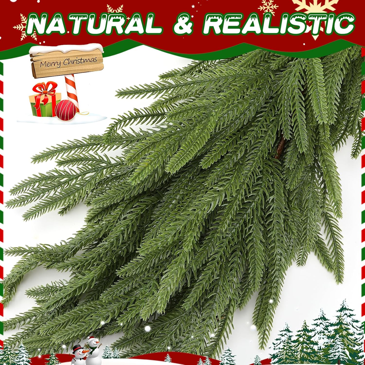 6ft Christmas Norfolk Pine Garland - Real Touch Artificial Greenery Cedar Garland for Xmas Fireplace Mantle Table Window Home Holiday Decoration