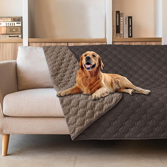 gogobunny 100% Double Sided Waterproof Dog Blanket Soft Pet Bed Cover Reversible Protect Furniture Couch Sofa Car for Puppy Large Dog Cat (Dark Coffee/Light Coffee, 52x82 Inch (Pack of 1))-PawvioPets