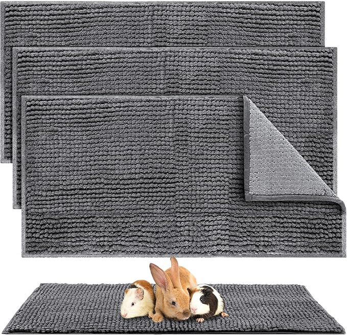 Amylove 4 Pcs Guinea Pig Cage Liner Guinea Pig Bedding Washable Fleece Pee Pads Reusable Small Animals Training Mat Small Animal Sleeping Bed for Bunny Hamster(Dark Gray,47 x 24 Inch)-PawvioPets