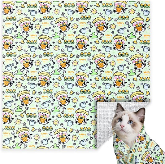 27.6" Large Cat Grooming Wrap, Cat Grooming Supplies, Cat Wrap for Cutting Nails, Self-Adhesive Cat Grooming Bag for Cats Within 15lbs Cat Restraint for Nail Clipping, Medicine Taking(Green)-PawvioPets