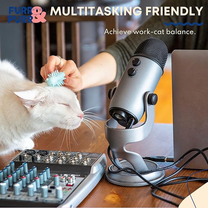 Furr&Purr Cat Brush, Made in the USA, Face Massager, Face Scratcher, Calming Care Comb for Cats, Indoor Cats (1-Pack)-PawvioPets