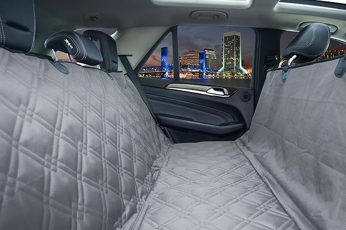 Bulldogology Dog Car Seat Cover Waterproof Heavy Duty Bench Dog Hammock Backseat Protector from Hair, Muddy Paws, Scratches - Pet Car Seat Cover for Cars Trucks SUVs (X-Large, Grey)-PawvioPets