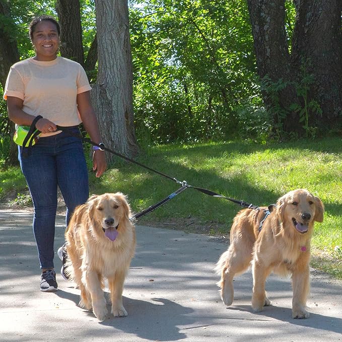 Caldwell's Pet Supply Co. Leash Coupler, Two Dog Leash Splitter to Split Leashes for Walking 2 Dogs, Tangle Free Double Dog Leashes Connector, Adjustable Attachment for Medium or Large Dogs-PawvioPets