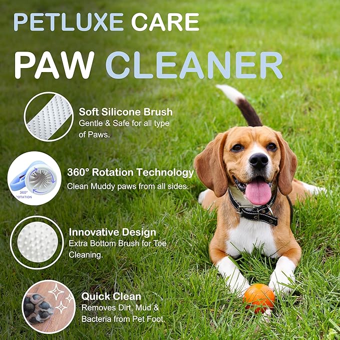 Dog Paw Cleaner for Small & Medium Dogs – Portable Paw Washer Cup with Soft Silicone Brush, Towel & Moisturizing Balm – Gently Cleans Muddy Paws After Walks (Blue, Small)-PawvioPets