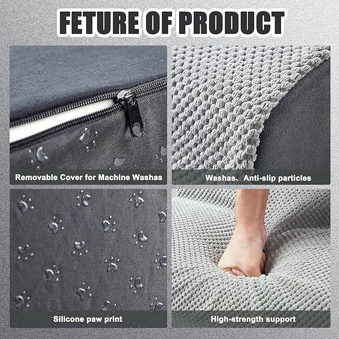 Curved Dog Stairs 24 inches High, Dog Ramp Stairs for Small Dogs for High Beds 20-25 inches Tall, 30D Foam Dog Steps for Beds 24 inches, Pet Stairs/Steps for Old Dogs Cats, Grey-PawvioPets