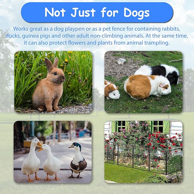 Dog Playpen, Outdoor Dog Fence, 8 Panels, 40" H Dog Pen for Medium/Small Dogs, Heavy Duty Metal Pet Fence with Gate, Portable Dog Fence for RV Camping and Yard (Black)-PawvioPets