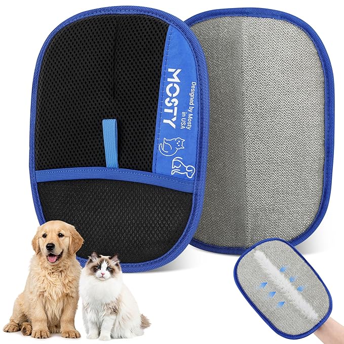 2Pcs Pet Hair Removal Glove,Double Sided Electrostatic, Reusable Cat & Dog Hair Remover Mitt for Furniture, Couch, Carpet, Car Seat, Quick Cleaning Grooming Glove-PawvioPets