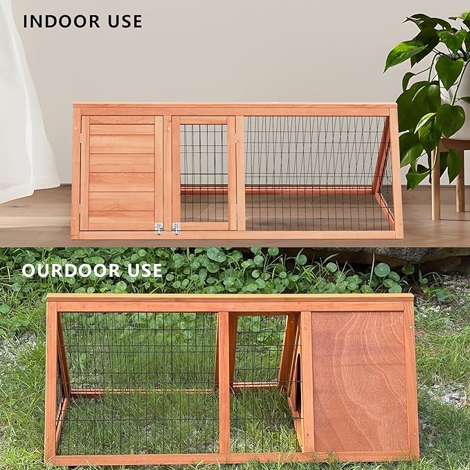 A-Frame Quail Coop,Wooden Quail Cage Indoor Outdoor,Triangle Rabbit Hutch with 2 Doors & Ventilating Wire for Small Animals,Sold by XilishppEcxEco (Ntural Wood)-PawvioPets