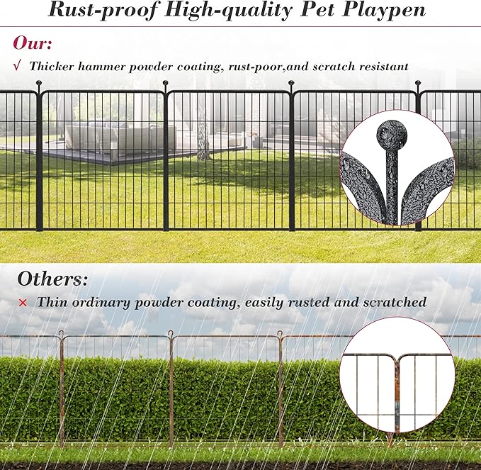 Dog Playpen 32 inch 28 Panels Indoor Outdoor Dog Pen for Medium/Small Dogs Heavy Duty Metal Dog Fence Outdoor for Yard, Puppy Playpen with Door Portable Pet Fence for RV Camping Yard-PawvioPets