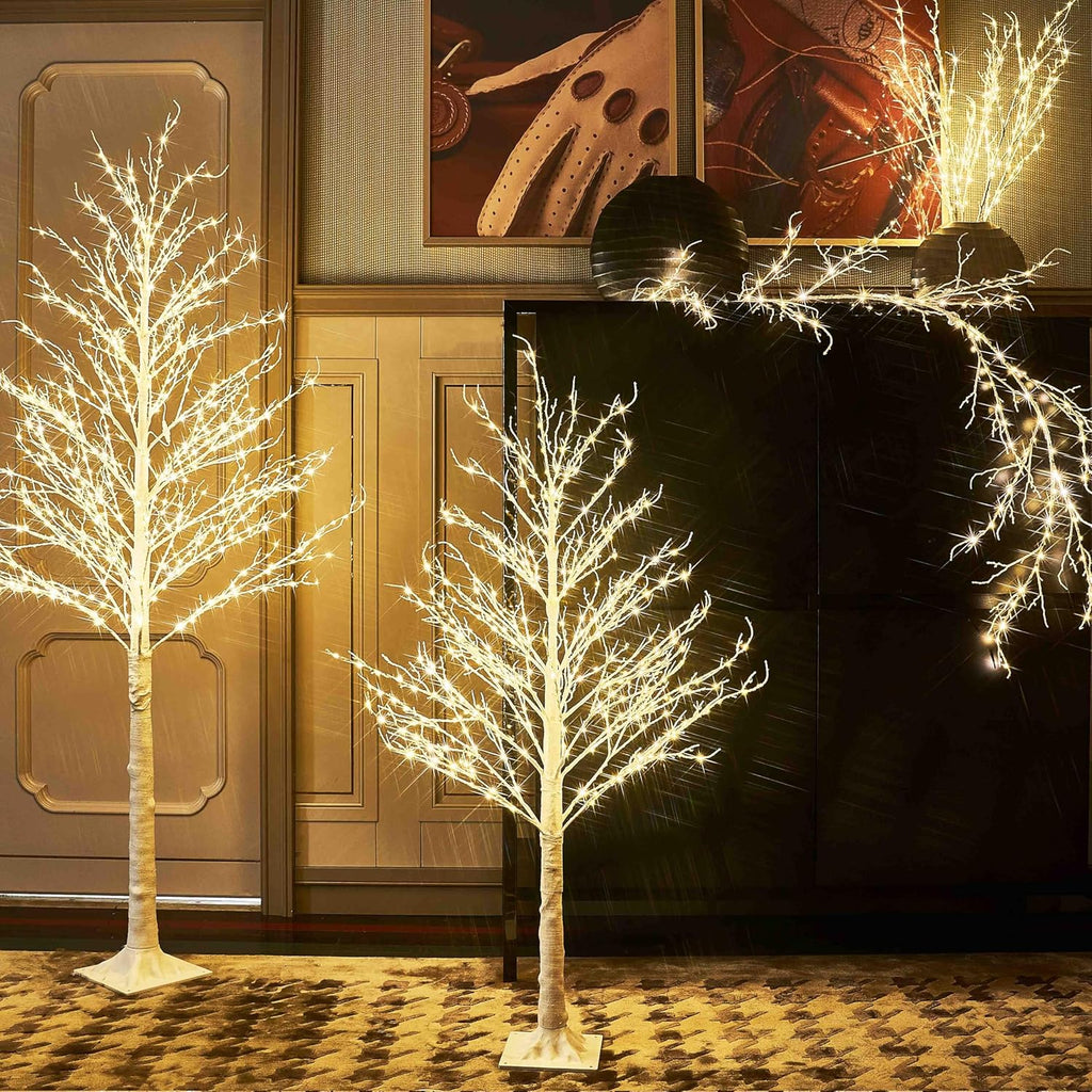 Hairui Lighted Birch Garland 6FT 120 LED Fairy Lights Plug in Pre-lit Twig Vine Lights for Christmas Fireplace Mantle Table Decoration Indoor Outdoor