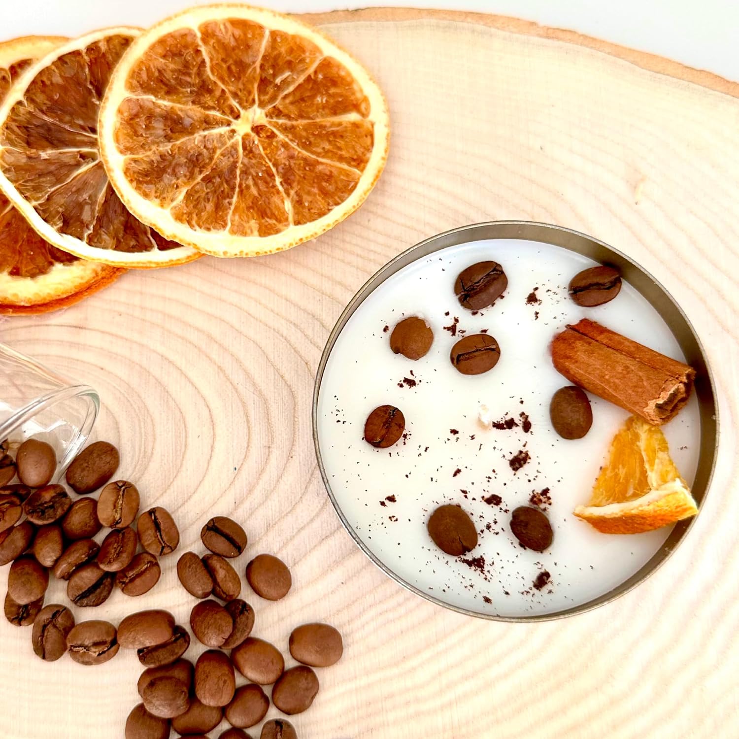 Coffee Scented Soy Wax Candle Favors with Hand-Placed Orange and Cinnamon Stick - Handmade Gift Set for Wedding Guest - Bridal Shower Baby Shower Birthday (60 Pieces)