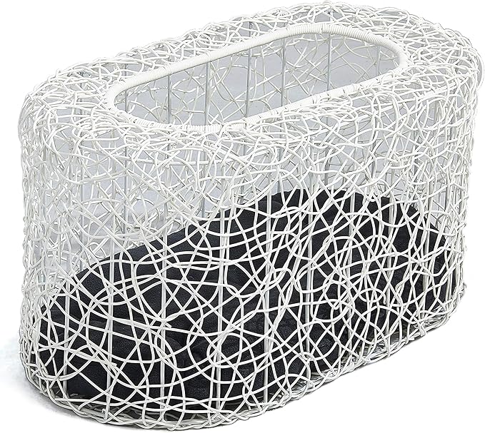 D+GARDEN Fun Stackable White Cat Condo for Indoor Cats - Interactive Play Rattan Modern Cat House for Indoor Cats Kitty, Pet Friendly Top/Side House Entry, Cat Bed Enclosed-PawvioPets