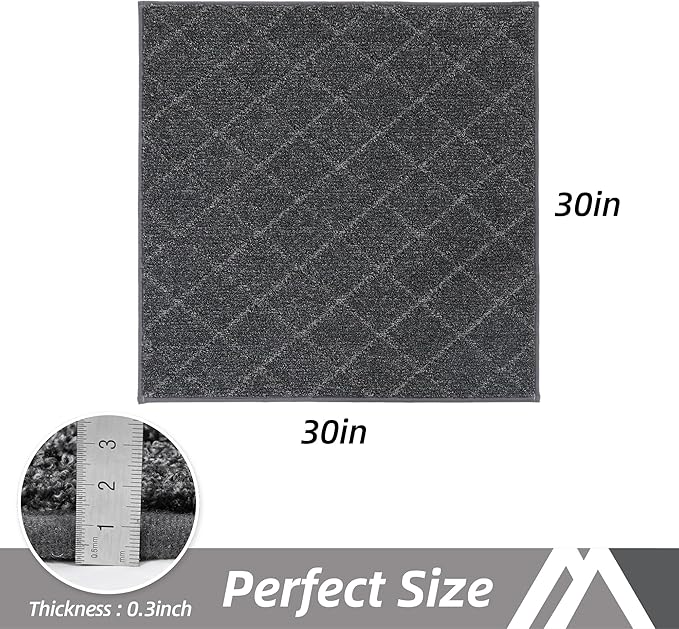 COSY HOMEER Edging Stair Treads Non-Slip Corner Indoor Stair Runners for Wooden Steps,Landing Slip Resistant Stair Rugs Mat for Kids and Dogs,100% Polyester TPE Backing,Black,30x30 inch-PawvioPets