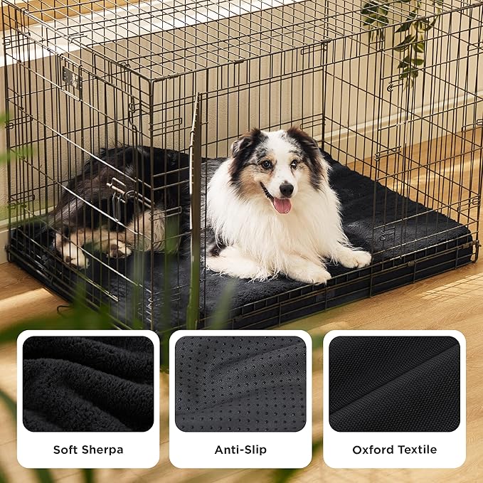 Bedsure XL Dog Bed for Crate - Large Orthopedic Flat Pet Beds with Removable Washable Cover, Egg Crate Foam Crate Mat, Suitable for Pet Up to 90 lbs-PawvioPets