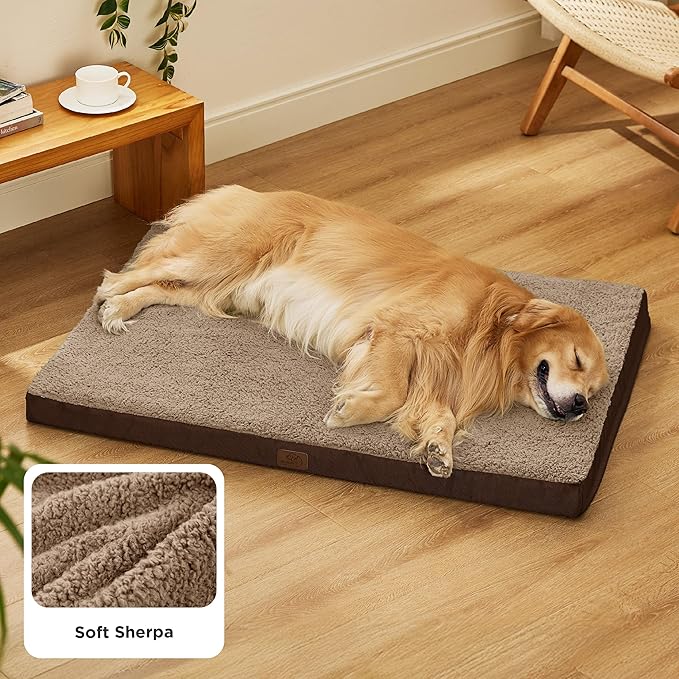 Bedsure XL Dog Beds Large Sized Dog -Orthopedic Flat Extra Large Pet Beds with Removable Washable Cover, Egg Crate Foam Mat, Suitable for Pet Up to 100 lbs-PawvioPets