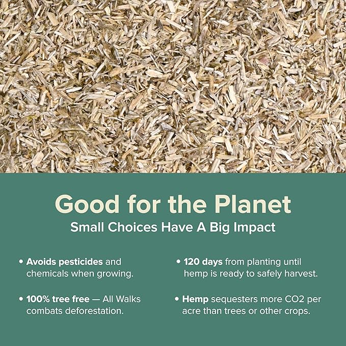 All Walks 150 Liter(30 lbs) Hemp Bedding for Chicken Coops, Hampters, Ducks, and Turkeys - 100% Natural, Superior Odor Control, Biodegradable Pet Bedding, Dust-Free - Made in USA-PawvioPets