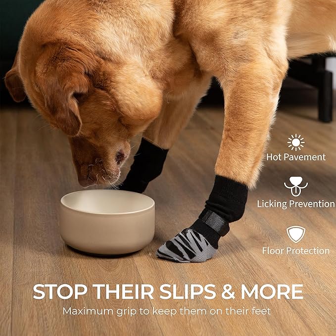 DOK TigerToes Premium Non-Slip Dog Socks for Hardwood Floors - Extra-Thick Grip That Works Even When Twisted - Prevents Licking, Slipping, and Great for Dog Paw Protection (X-Large)-PawvioPets