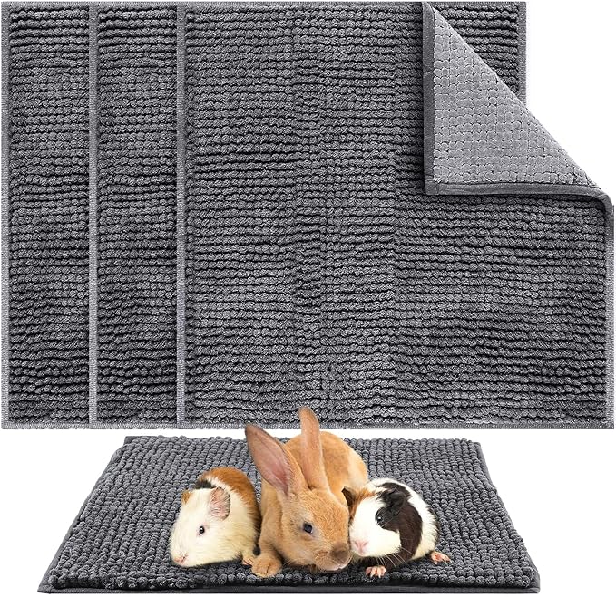 Amylove 4 Pcs Guinea Pig Cage Liner Guinea Pig Bedding Washable Fleece Pee Pads Reusable Small Animals Training Mat Small Animal Sleeping Bed for Bunny Hamster(Dark Gray,12 x 12 Inch)-PawvioPets