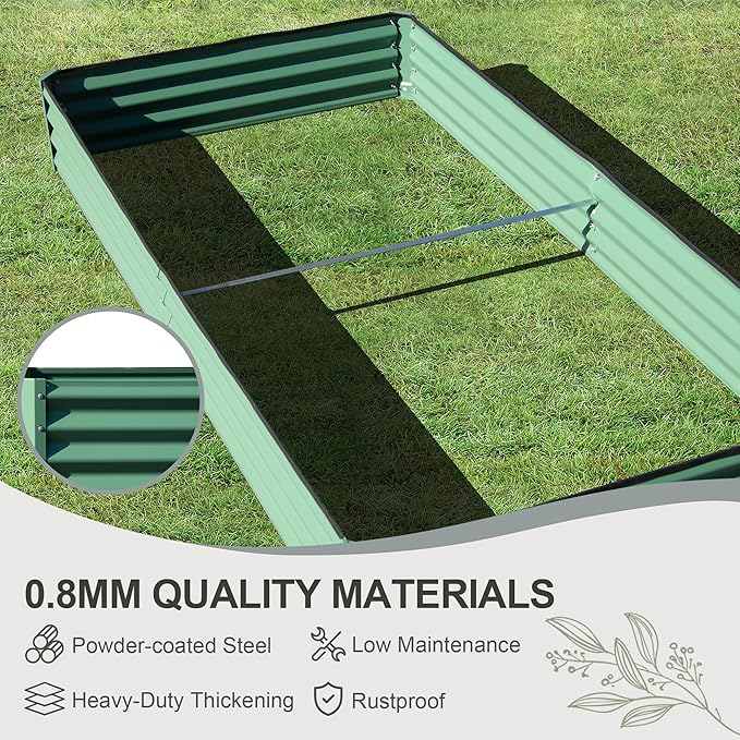 Domi Galvanized Raised Garden Bed, 6x3x1Ft Thickening Metal Planter Box for Vegetables Bottomless for Backyard Outdoor, 1" Deep w/ 128 Gallon Capacity - Green-PawvioPets