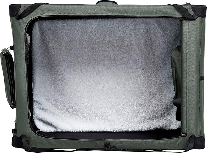 Amazon Basics Folding Portable Soft Pet Dog Crate Carrier Kennel, 42 x 31 x 31 inches, Grey-PawvioPets