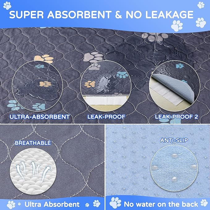 Aitmexcn Washable Dog Pee Pad, 2PCS 100% Waterproof Whelping Training Mat for Puppy/Senior, Fast Drying Reusable Pads for Indoor, Outdoor and Car Travel - 36'' x 48''-PawvioPets