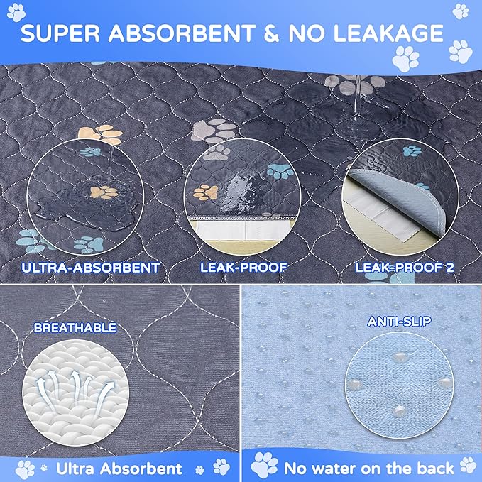 Aitmexcn Washable Puppy Dog Pee Pad, 4PCS 100% Waterproof Whelping Training Mat for Puppy/Senior Dog, Fast Drying Reusable Puppy Pads for Indoor, Outdoor and Car Travel- 18'' x 24''-PawvioPets