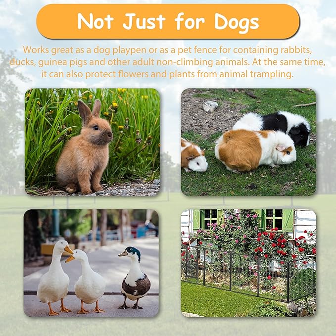 Dog Playpen, Outdoor Dog Fence, 16 Panels, 40" H Dog Pen for Medium/Small Dogs, Heavy Duty Metal Pet Fence with Gate, Portable Dog Fence for RV Camping and Yard (Black)-PawvioPets