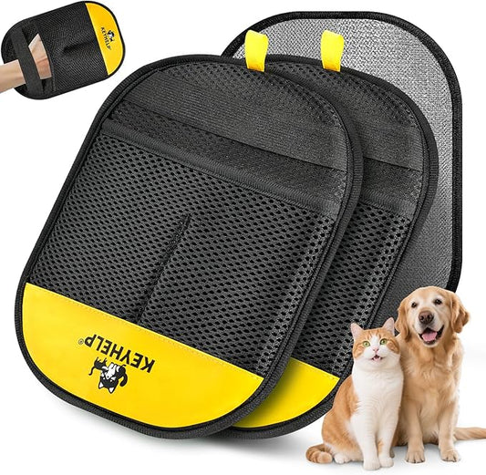 2Pcs Pet Hair Removal Glove for Dogs & Cats, Newly Upgraded Reusable Electrostatic Pet Hair Gloves, Pet Hair Remover Tool for Clothing, Couch, Carpet, Car Seat-PawvioPets