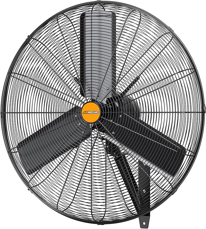 24 inch Outdoor Oscillating Wall Mounted Fan, High Velocity IPX4 Waterproof 7600 CFM Industrial Metal Wall Fan, 2 Speed, Adjustable Tilt, for Greenhouse, Patio, Garage, Workshop-PawvioPets