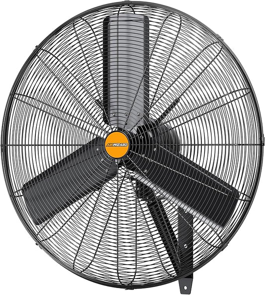 24 inch Outdoor Oscillating Wall Mounted Fan, High Velocity IPX4 Waterproof 7600 CFM Industrial Metal Wall Fan, 2 Speed, Adjustable Tilt, for Greenhouse, Patio, Garage, Workshop-PawvioPets