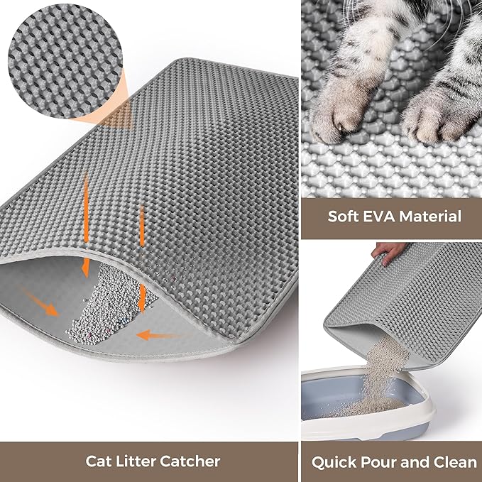 Cat Litter Box Enclosure with Litter Trapping Mat; Handwoven Plastic Rattan Cat House; No Installation Hidden Cat Washroom; Pet Crate for Balcony,Bedroom,Living Room-PawvioPets
