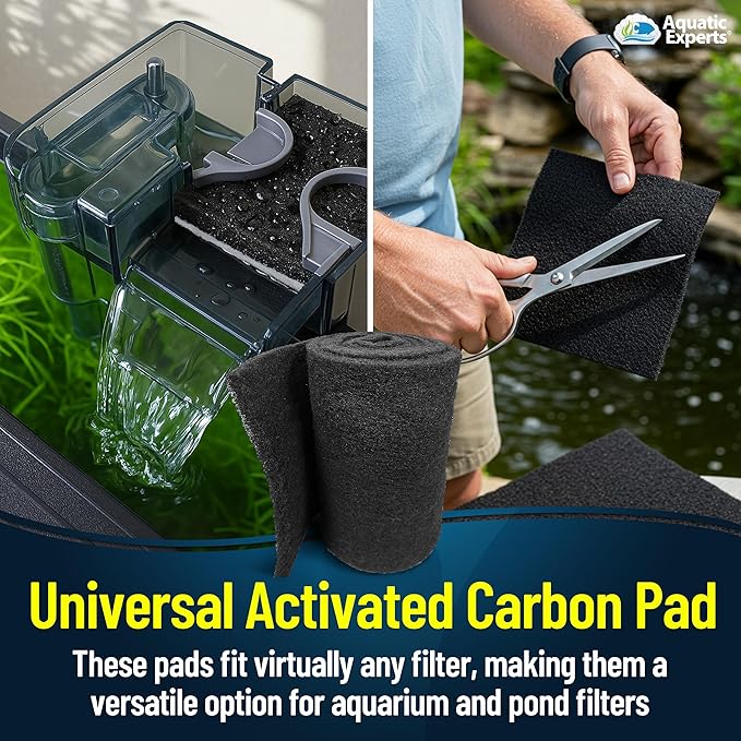 Aquarium Carbon Pad - Cut to Fit Carbon Infused Filter Pad Media for Crystal Clear Fish Tank and Ponds (24 Inch Width, 72 Inch Long)-PawvioPets