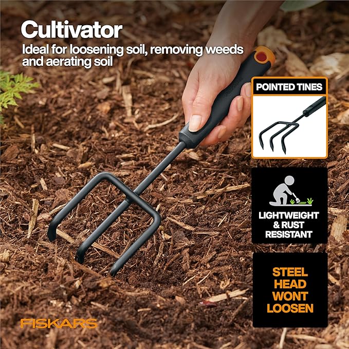 Fiskars Vegetable Garden Tool Set with Vegetable Shears, Seed Sower, Trowel, Cultivator, Weeder, and L/XL Garden Gloves for Indoor or Outdoor Gardening (6 Piece Kit), Gardening Gifts for Women-PawvioPets