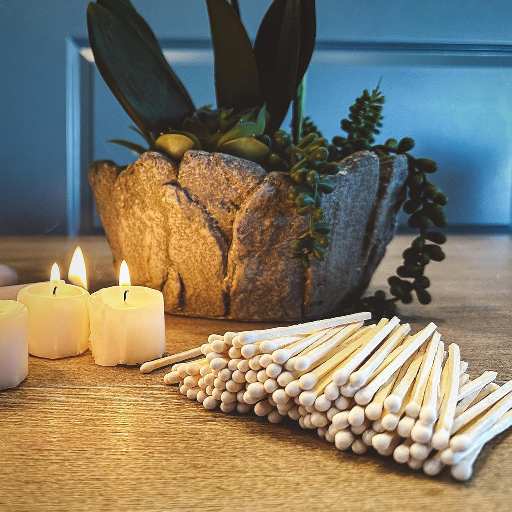 2" Classic White Tip Safety Matches | 200+ Bulk Artisan Matchsticks with Bumble Striker Stickers by Thankful Greetings, Decorative Candle Lighting Accessories, Unique for Home Decor, Gifts, & Events