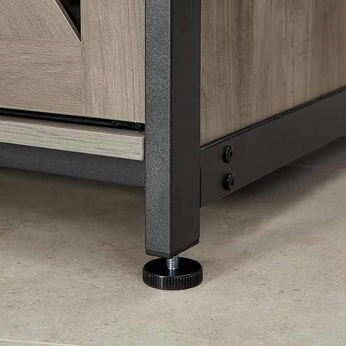 55-75 Gallon Aquarium Stand Heavy Duty Steel Frame, Fish Tank Cabinet with Accessories Storage for Reptile Terrarium & Turtle Tank - 1000lbs Capacity (Grey)-PawvioPets