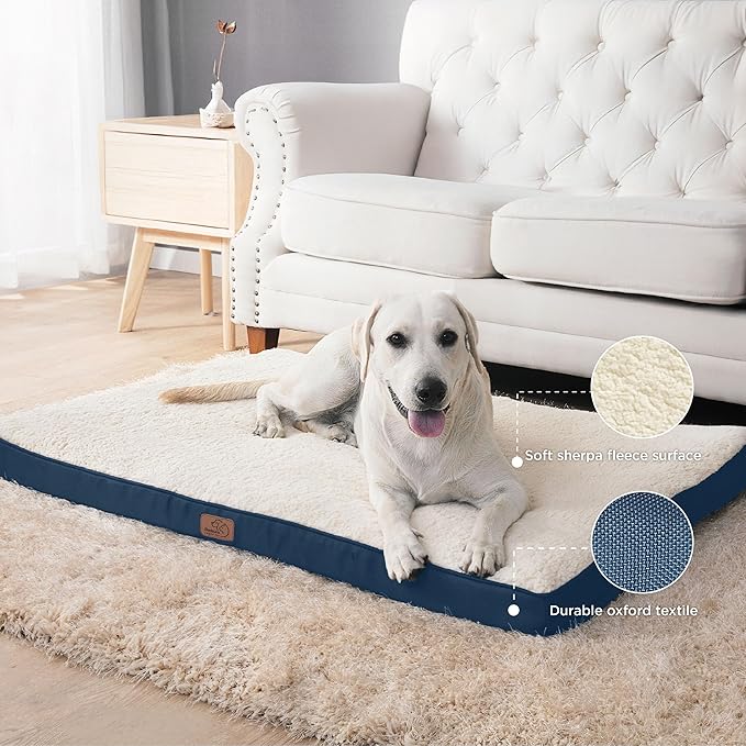 Bedsure Dog Beds Large Sized Dog - Orthopedic Flat Pet Beds with Removable Washable Cover, Egg Crate Foam Puppy Mat, Suitable for Pet Up to 65 lbs-PawvioPets