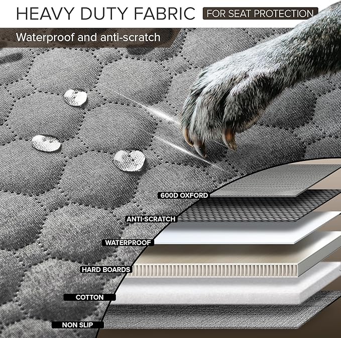 Back Seat Extender for Dogs, Heavy Duty Dog Car Seat Cover for Back Seat and Aggressive Chewer, Large Hard Bottom Car Seat Cover for Dogs, Dog Hammock for Car, Travel Pet Car Bed for Car, SUV, Truck-PawvioPets