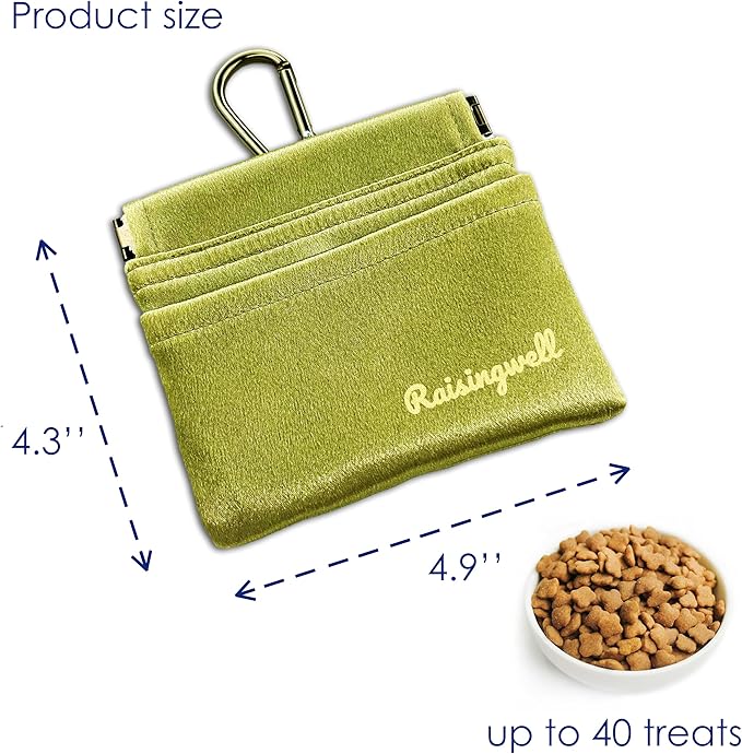 Dog Treat Pouch, Pocket Sized Pet Training Pouch, Hand Free Bronze Dog Walking Bag with Carabiner, Self-Closing Pet Feed Snack Reward, for Puppy Travel or Outdoor Use, NanoPTC-PawvioPets