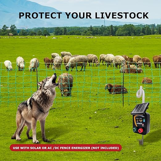 Electric Fence Netting, 164'L x 35.4" H Electric Fence Kit for Livestock, Goat, Dog, Hogs, Double Spiked Portable Electric Poultry Farm Fence, Electric Mesh Fence-PawvioPets