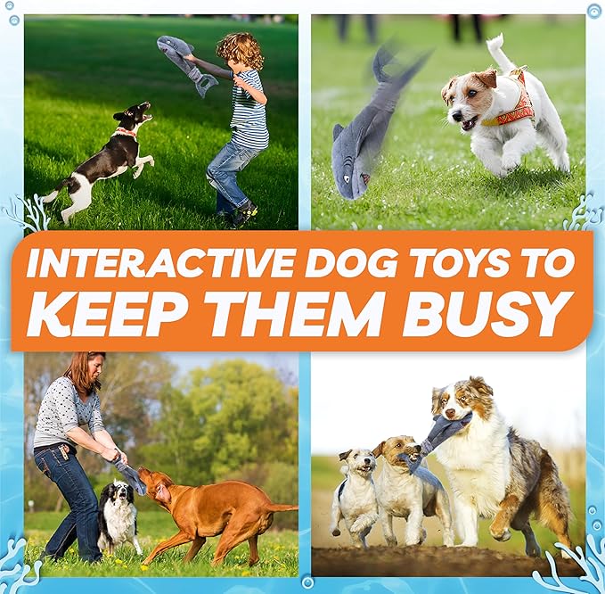 Dog Toys for Small Dogs, Squeaky Tough Dog Toys for Aggressive Chewers, Plush Dog Chew Toys for Teething, Interactive Shark Dog Toys to Keep Them Busy, Puppy Toys for Small, Medium,Large Breeds-PawvioPets