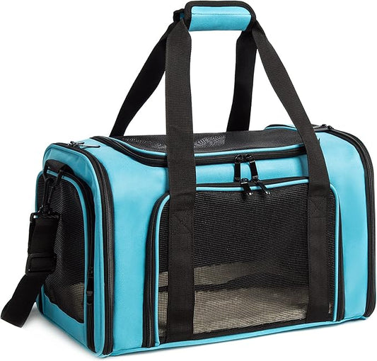 Cat Carrier Dog Carrier Pet Carrier Cat Bags for Small Medium Cats Dogs Puppies of 15 Lbs,of Airline Approved Small Dog Bag Soft Sided,Collapsible Travel Puppy Carrier (Medium, Blue)-PawvioPets