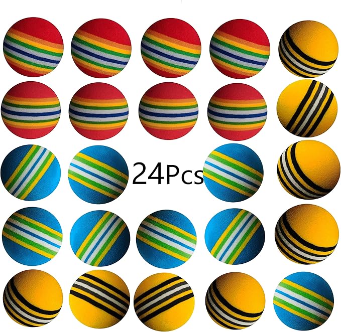 24 Pcs Colorful Soft Foam Rainbow Play Balls for Pet Dog and Cat (42cm) Ethylene Vinyl Acetate-PawvioPets
